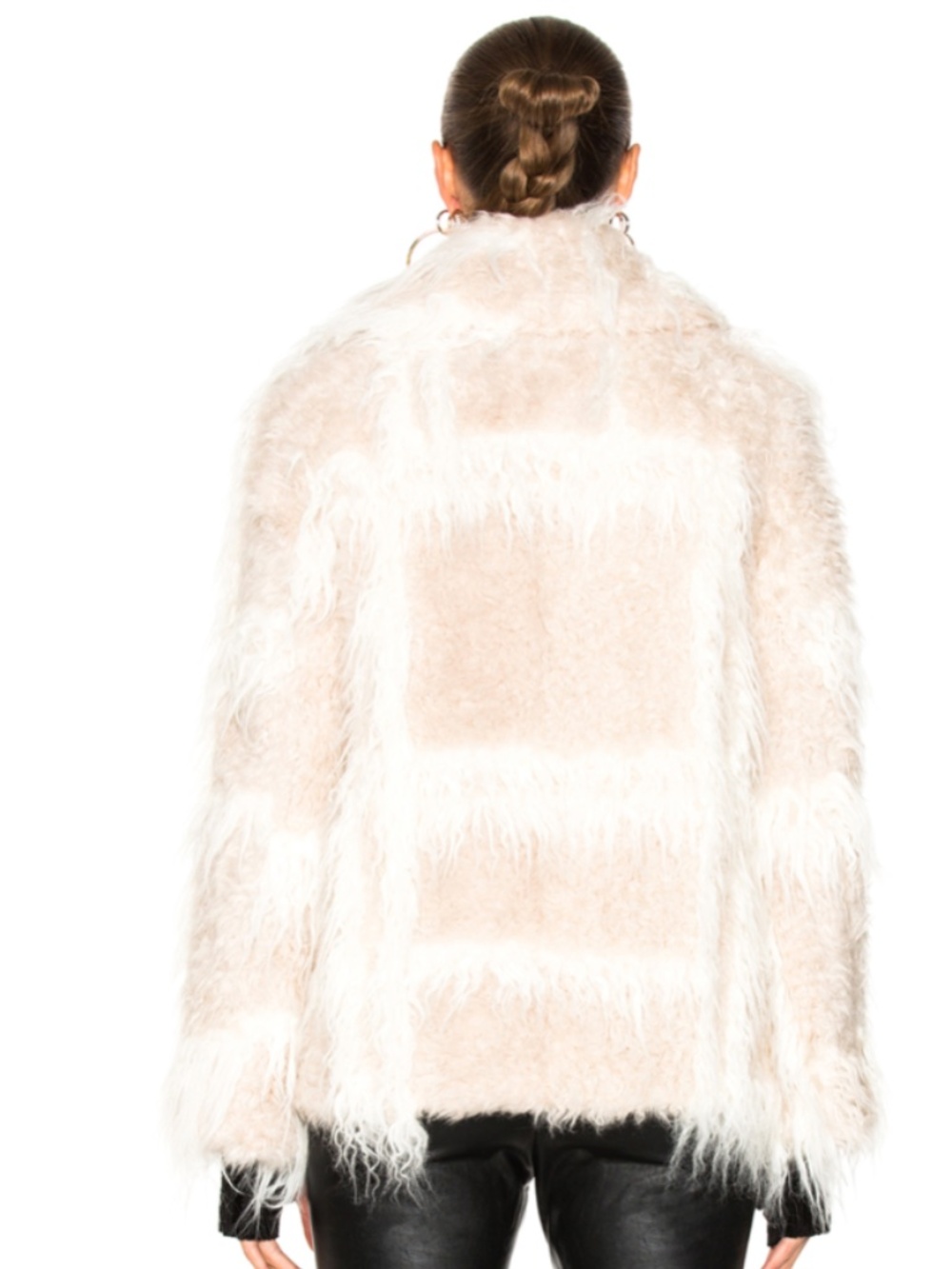Helmut Lang Faux Fur Jacket Cream Ivory Shaggy Plush Coat - Picture 3 of 5